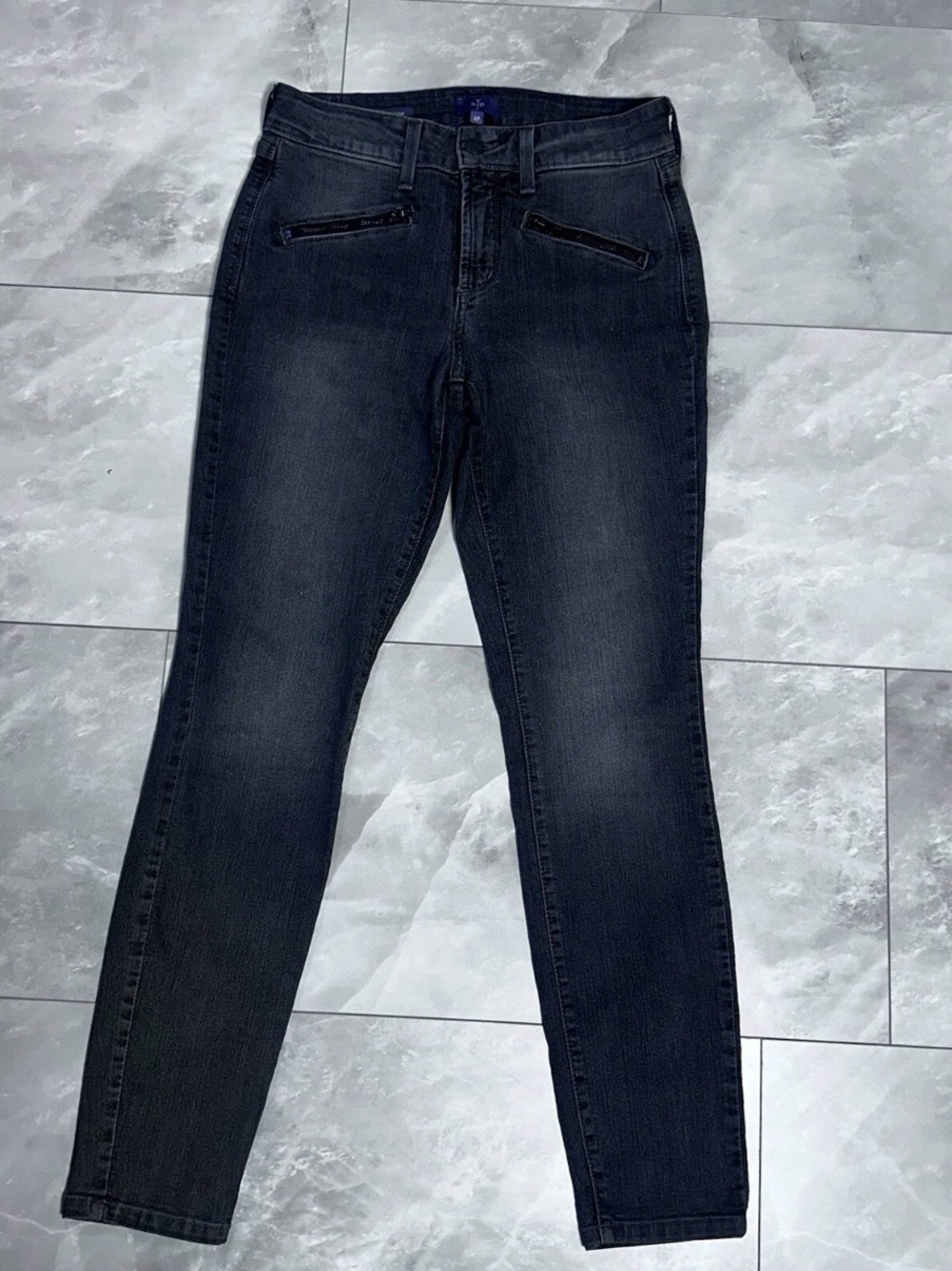 Women's Dark Wash Slim Jeans - Black NYDJ Jeans Size 4P Women's AMI Skinny Legg